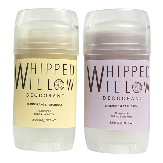 Whipped Willow Ylang Ylang Patchouli deodorant and Lavender deodorant