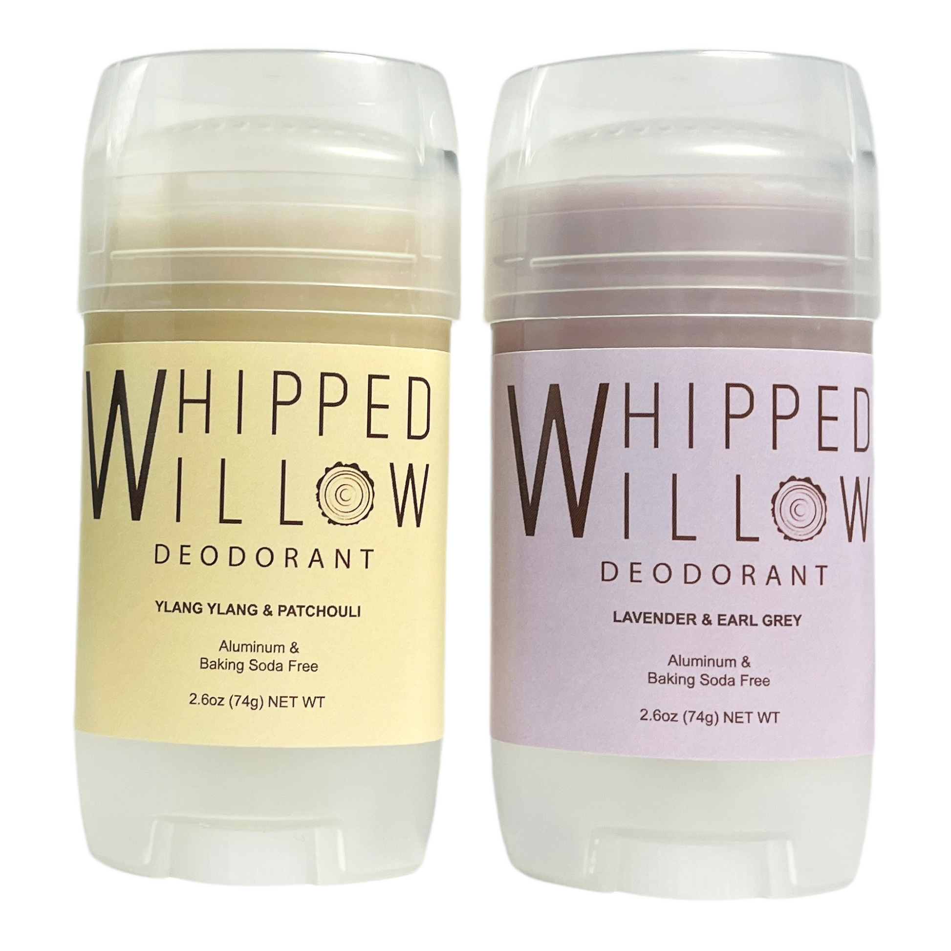 Whipped Willow Ylang Ylang Patchouli deodorant and Lavender deodorant 
