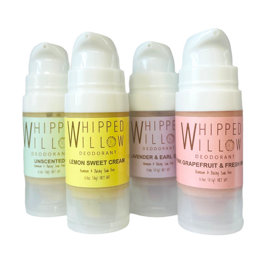Whipped Willow lemon, lavender, grapefruit and unscented natural deodorant minis