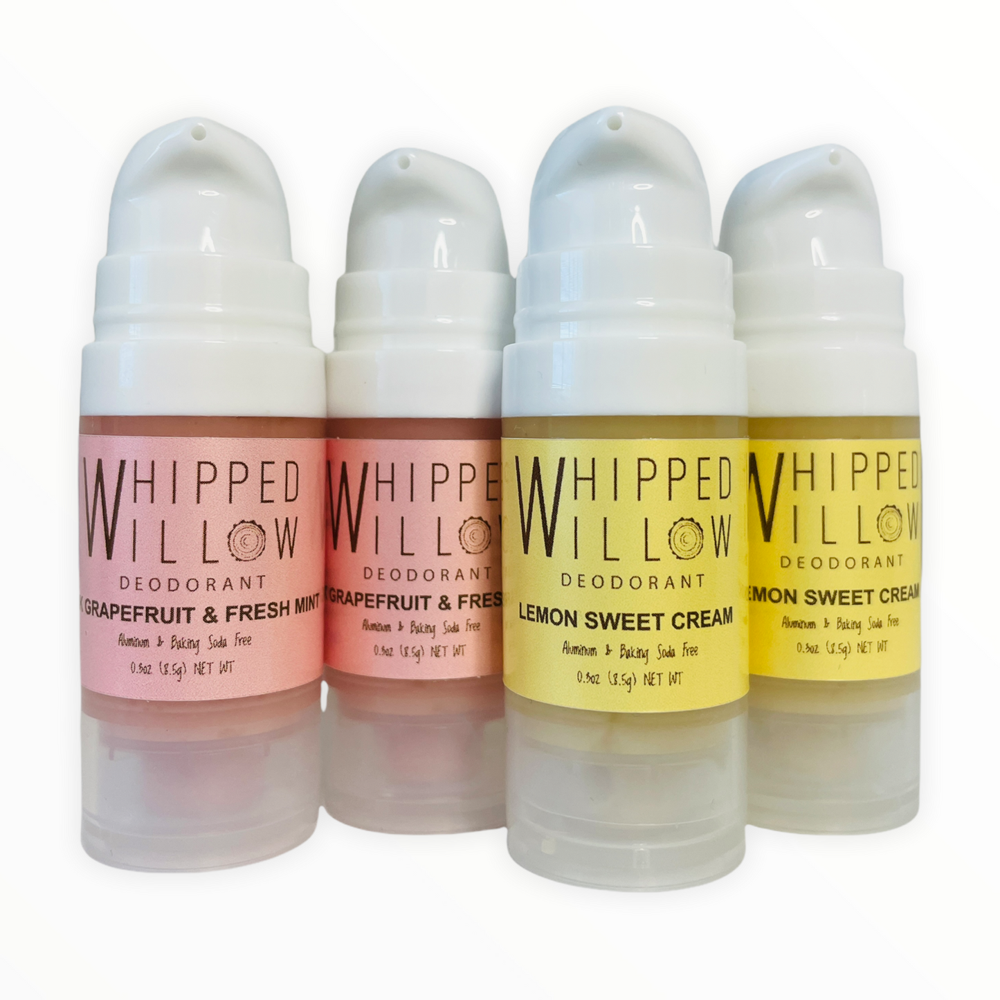 Whipped Willow grapefruit mint and lemon baking soda free deodorant minis